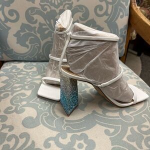 INC International Concepts White Heels with Blue Crystal Heel